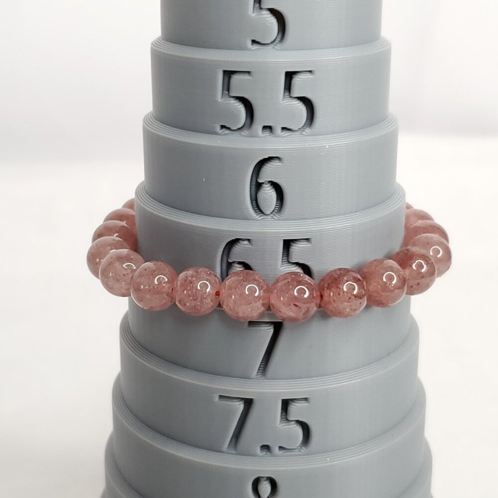 Polished Stone Bracelets Stretch Pink Rose Strawberry Quartz Lot of 3 6-6.5" - Picture 7 of 8